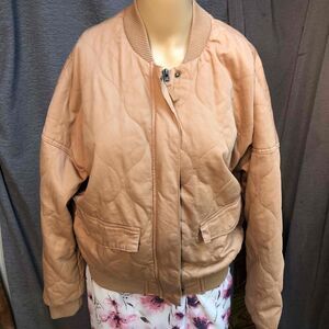 Universal Thread small tan Quilted Zip-Up Bomber Jacket Womens